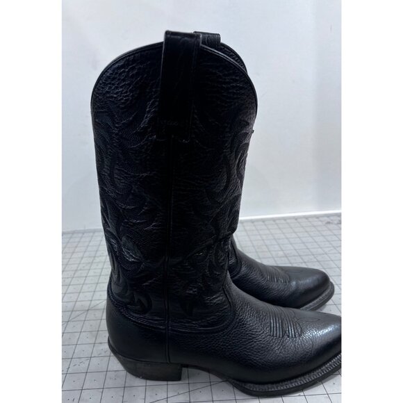 Ariat Men’s Black Leather Cowboy Boots Size 9.5 Western Style - Picture 2 of 10